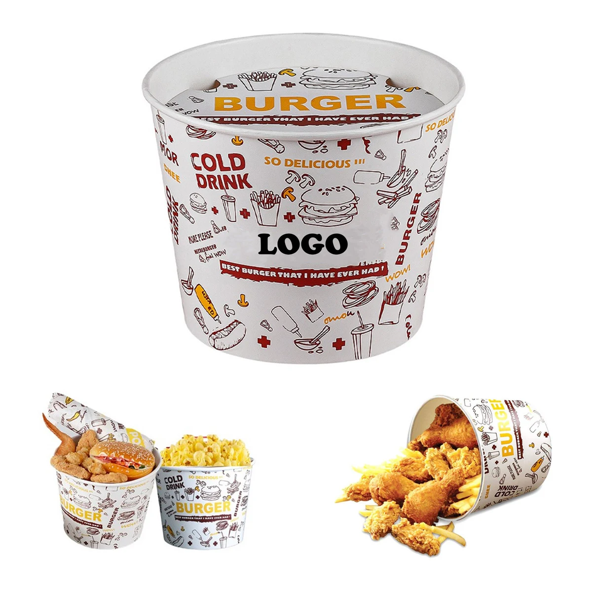 MOQ 500 pcs 85 Oz Printed Food Pail 1