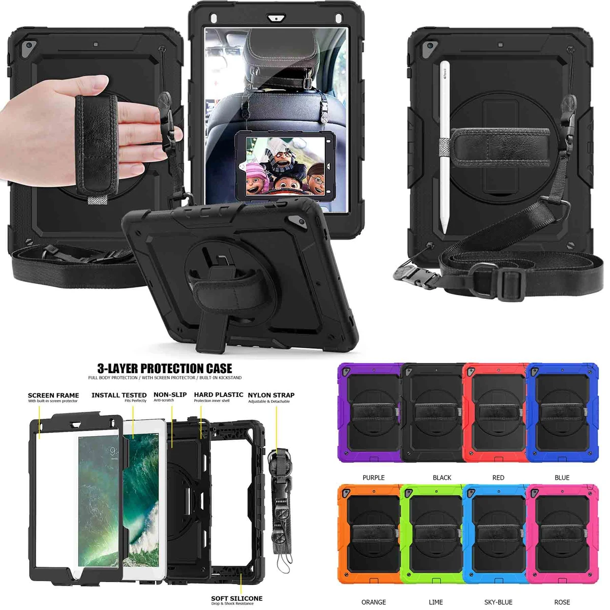 iBank® iPad Air 3 Protective Rugged Case with Kickstand & Shoulder Strap 1
