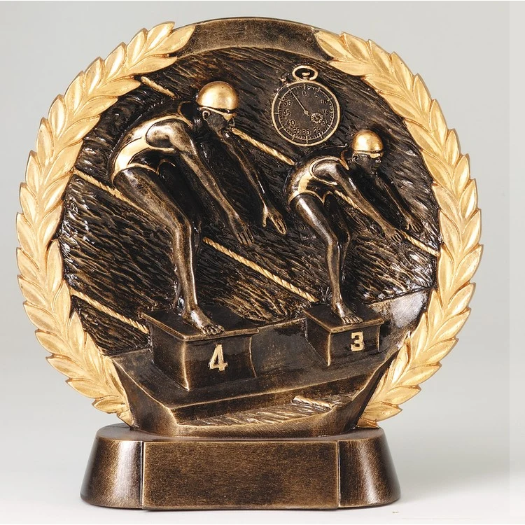 Swimming Female High Relief Circular Plate Award 1