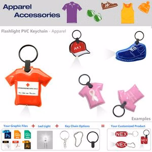 Custom Clothing Themed LED Keychain Flashlight