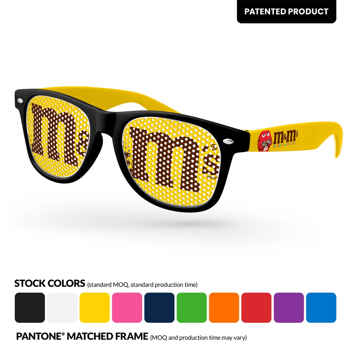 2-Tone Retro Pinhole Sunglasses w/ Full-Color Temple Imprint 1