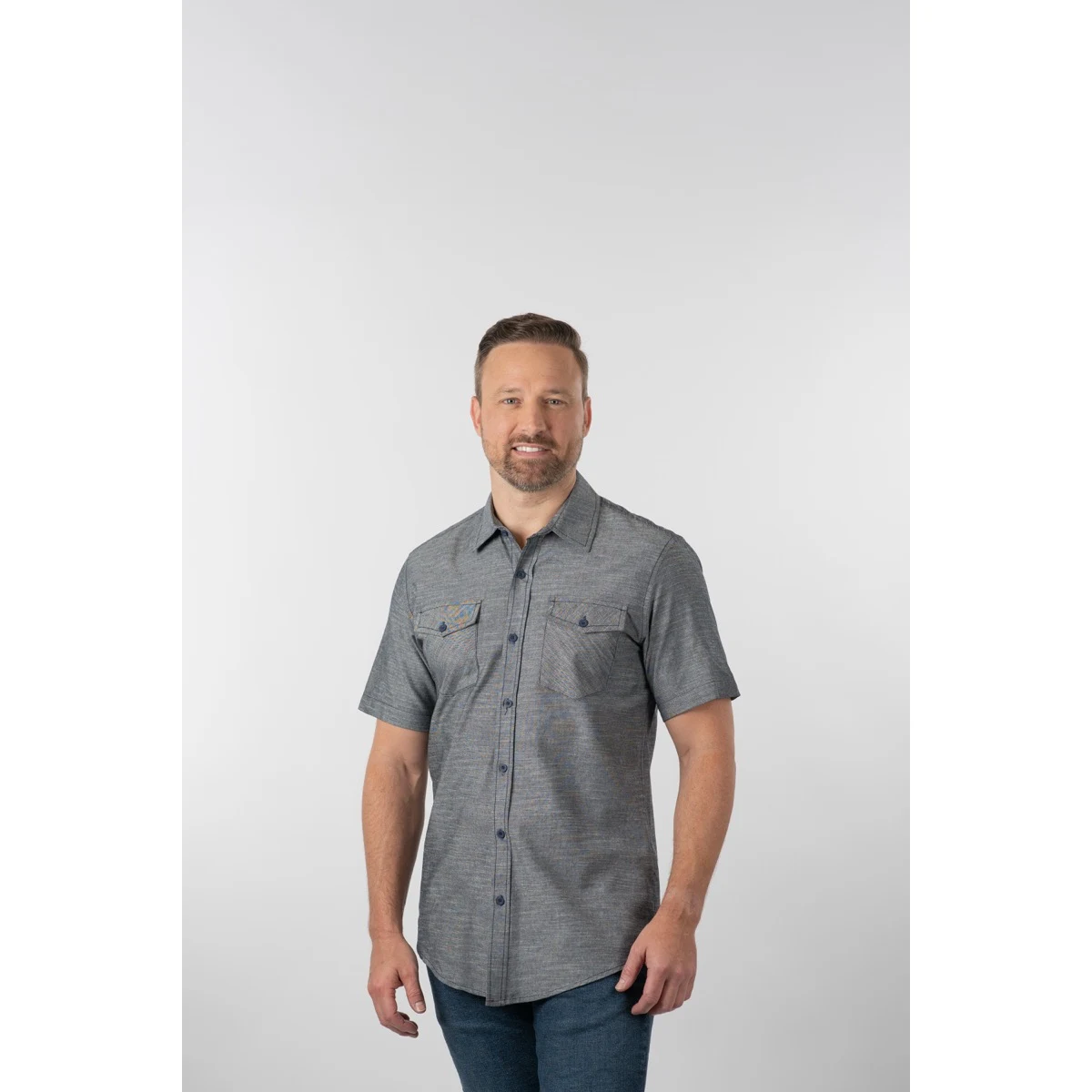 Burnside Men's Chambray Short Sleeve Shirt 1