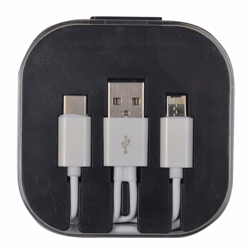 3 in 1 Micro/TypeC/Lightning Charging Cable w/ Case & Stand