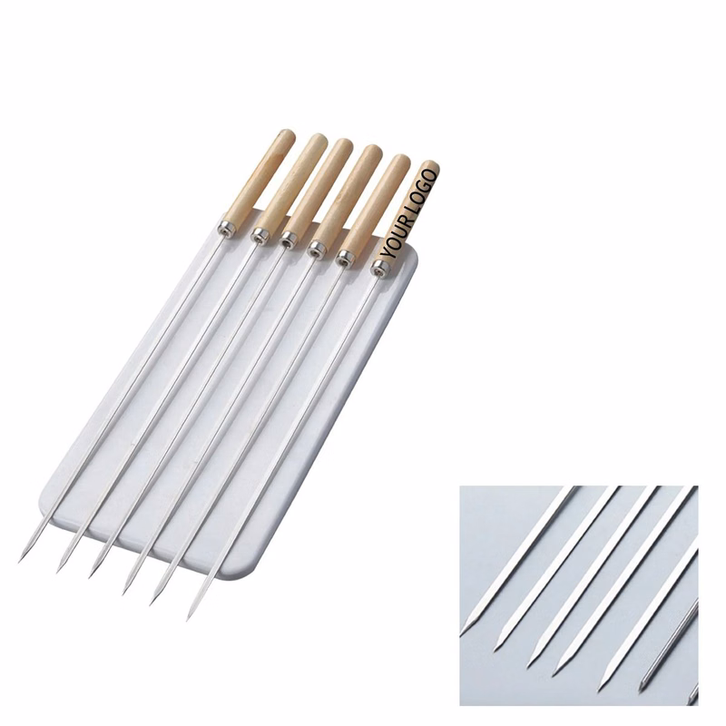 Stainless Steel Barbecue Skewer with Wood Grip
