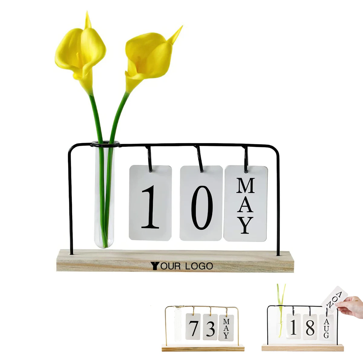 Flip Calendar Wooden Stand With Flip Cardboard 1