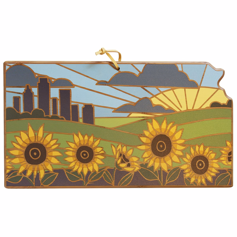 Kansas State Shaped Serving and Cutting Board with Artwork by Summer Stokes