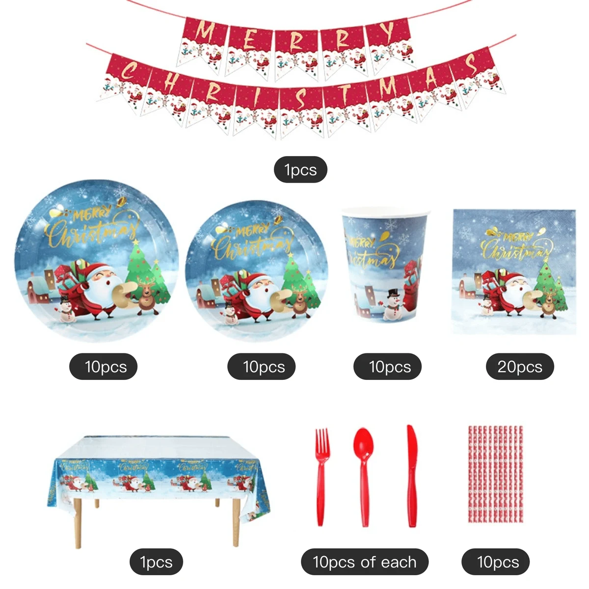 Bulk Reindeer Themed Paper Plates Cups Set 1