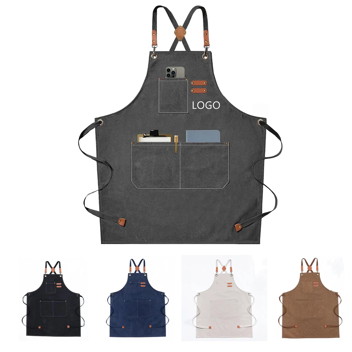 Heavy Duty Adjustable Work Apron With Large Pockets 1