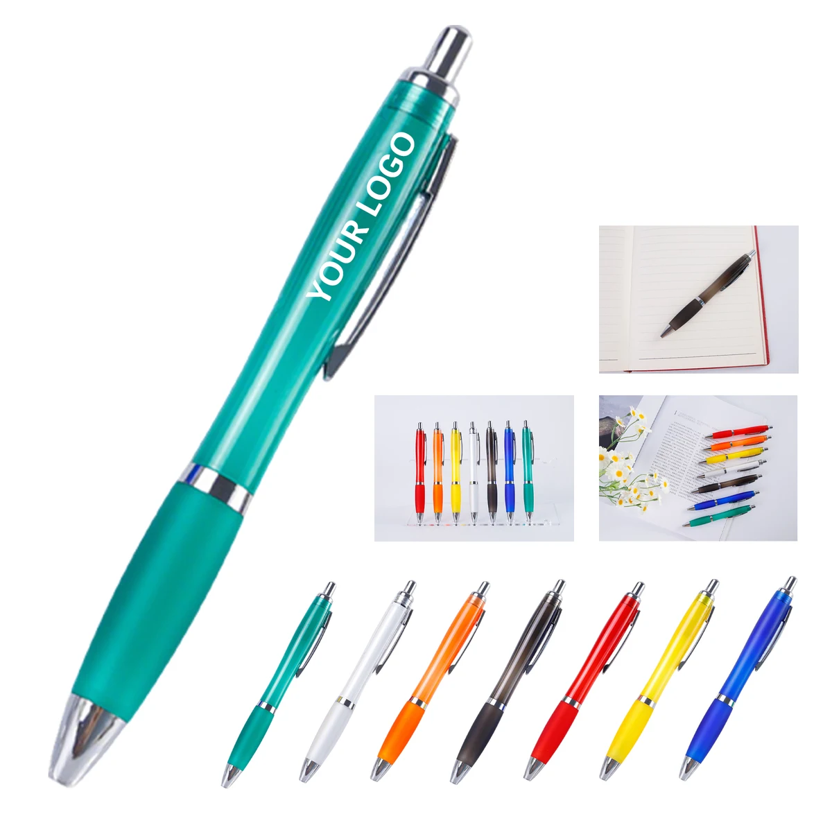 Retractable Ballpoint With Rubber Grip 5.6" 1