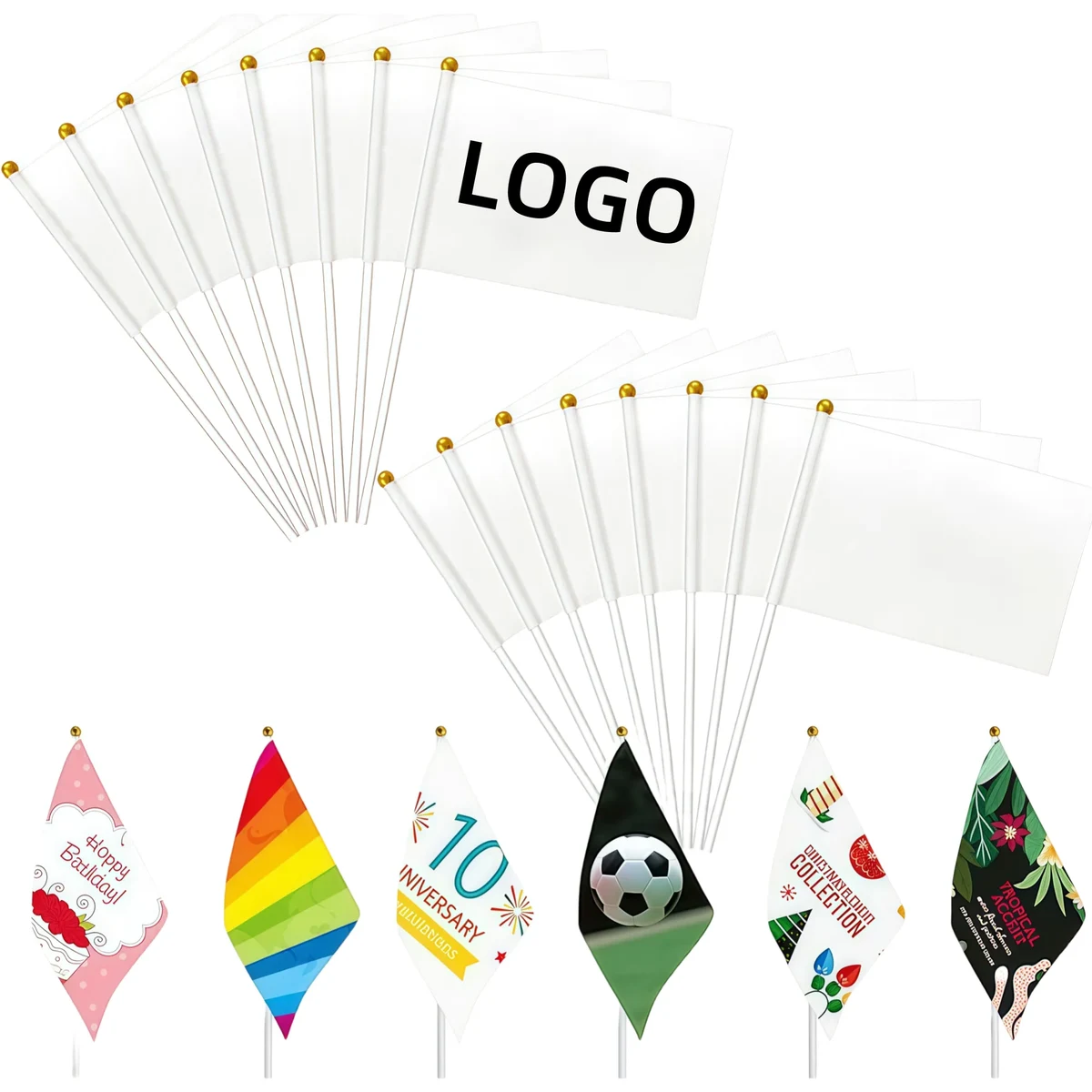 MOQ Small Mini Plain White Flag On Stick 1