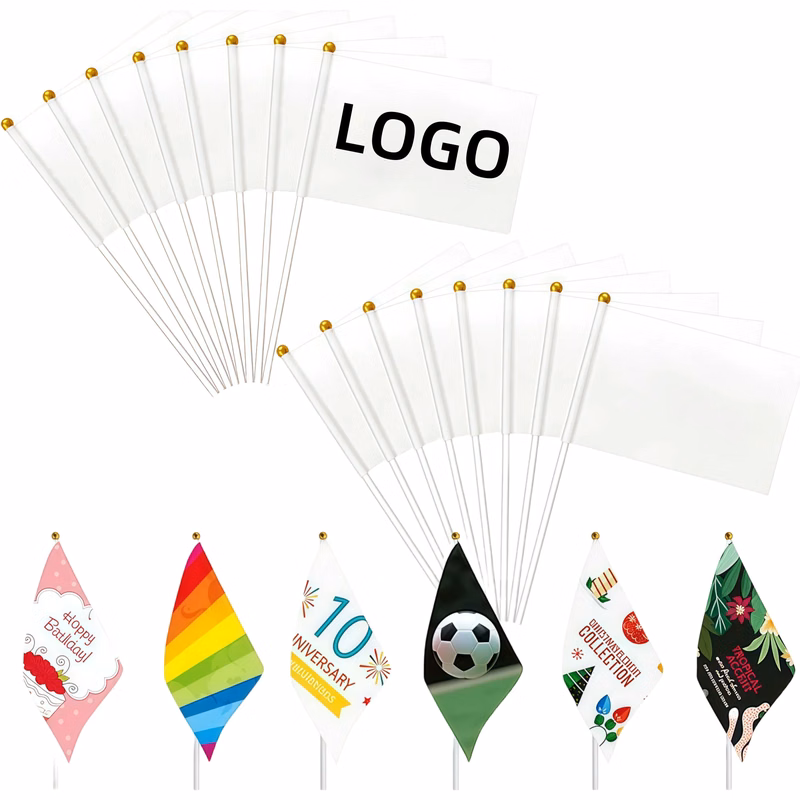 MOQ Small Mini Plain White Flag On Stick