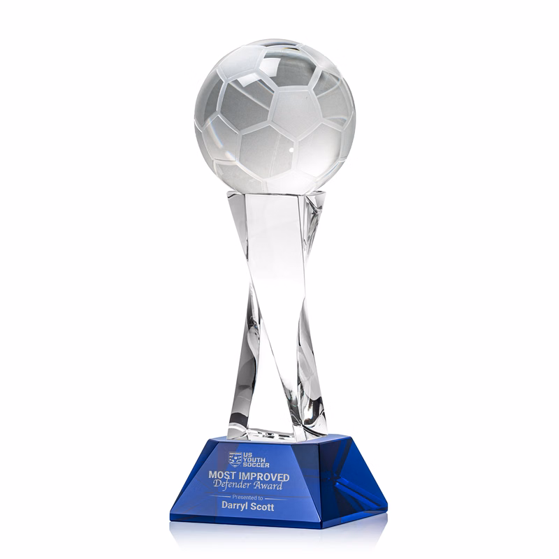 Soccer Ball Award on Langport Base - Blue