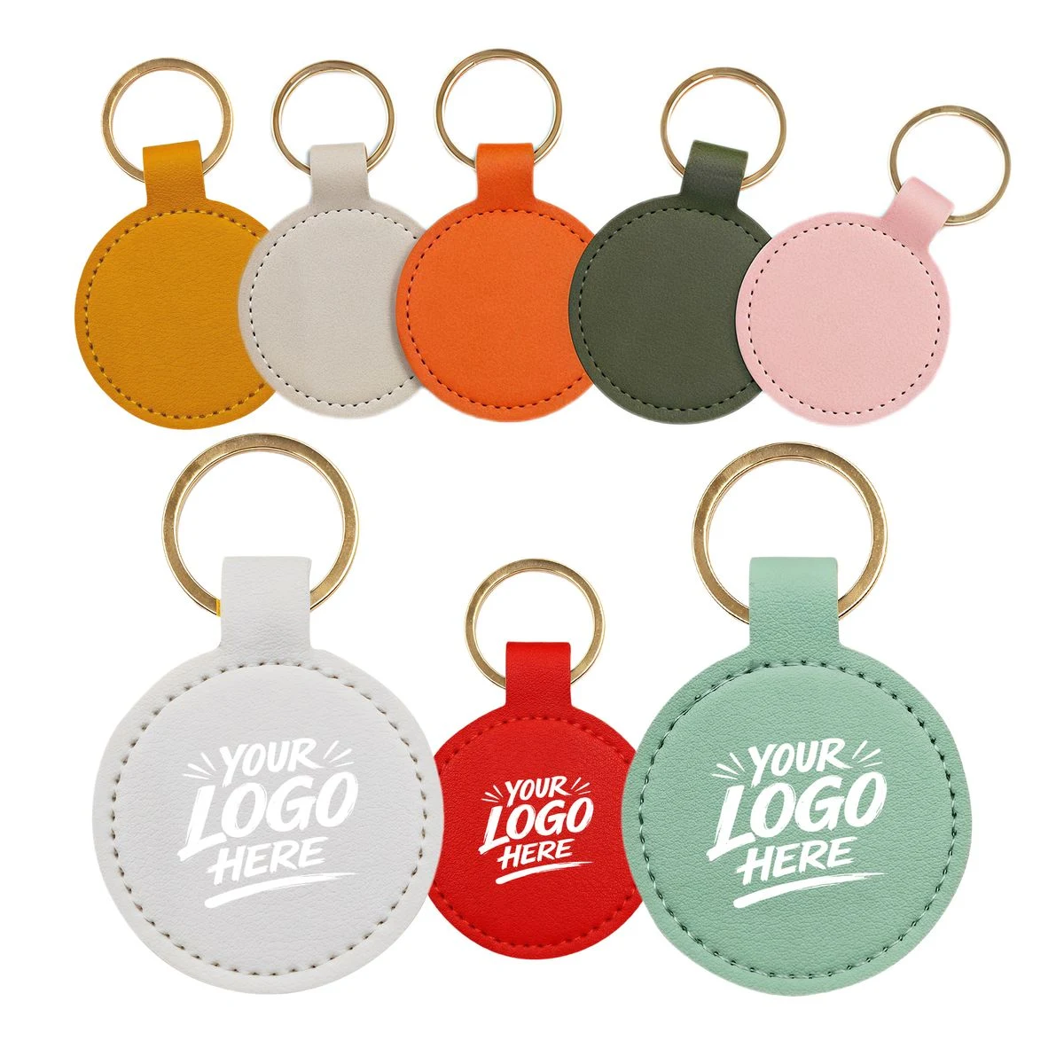 PU Leather Round Key Holder Snap Button Compact Case 1