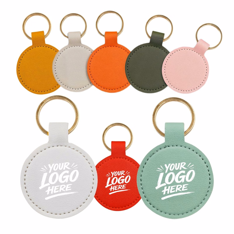 PU Leather Round Key Holder Snap Button Compact Case