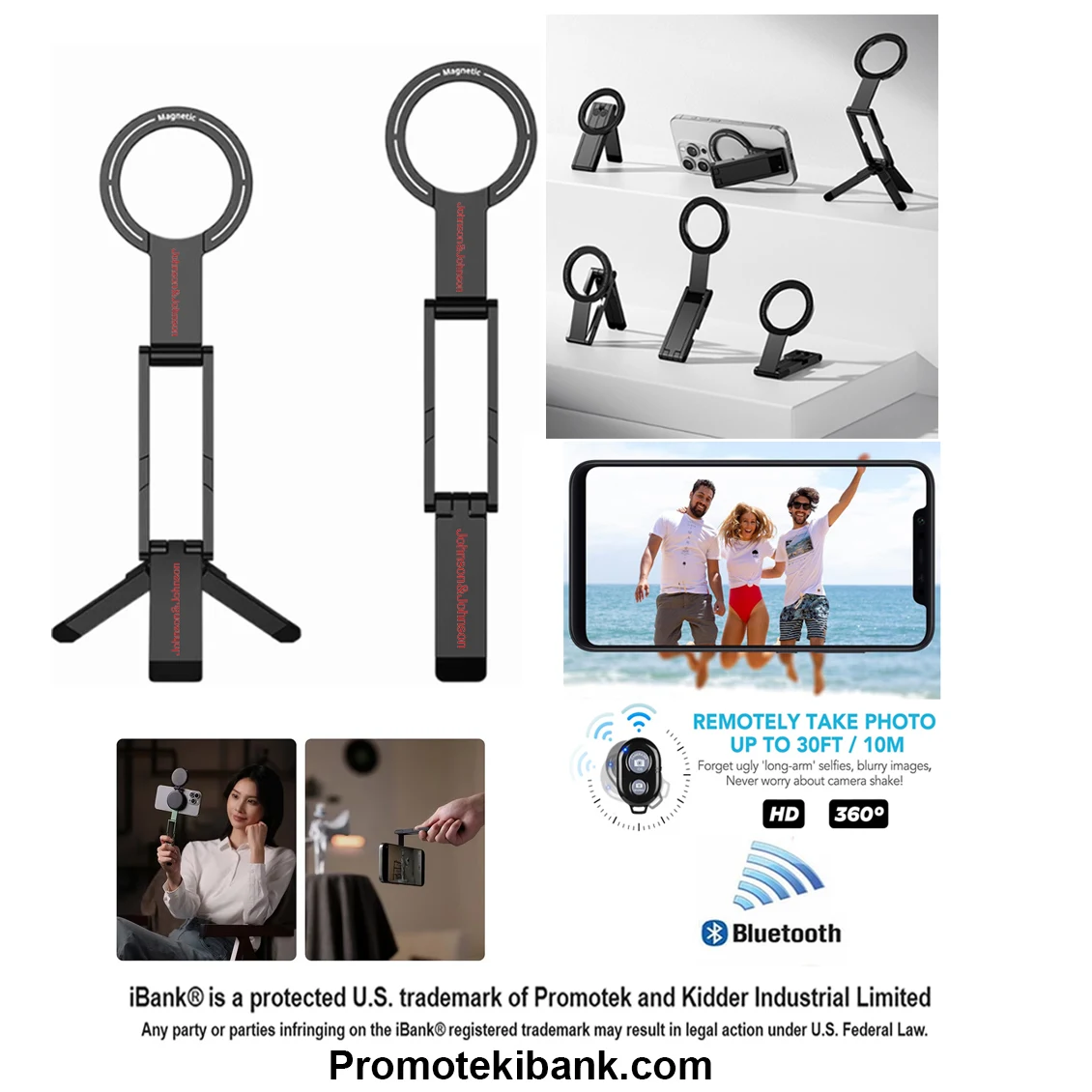 iBank ® Magnetic Aluminum Tripod compatible with iPhone 17/16/15/14 + Bluetooth Remote. Free Shippin 1