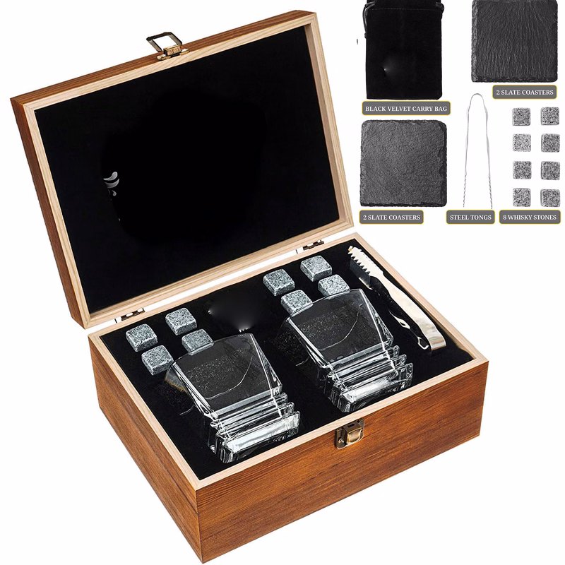 Whiskey Rocks Glasses Gift Set 
