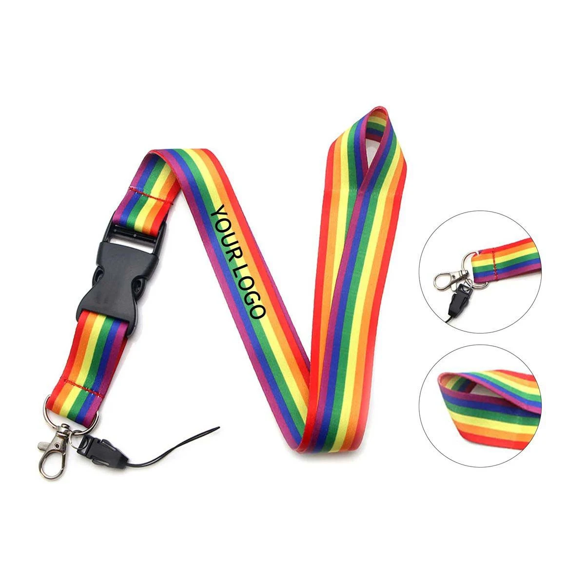 Rainbow Polyester Lanyard for Keys and ID Cards 1