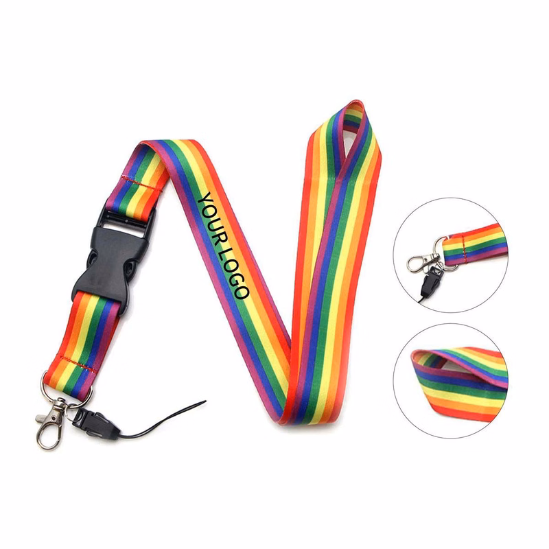 Rainbow Polyester Lanyard for Keys and ID Cards