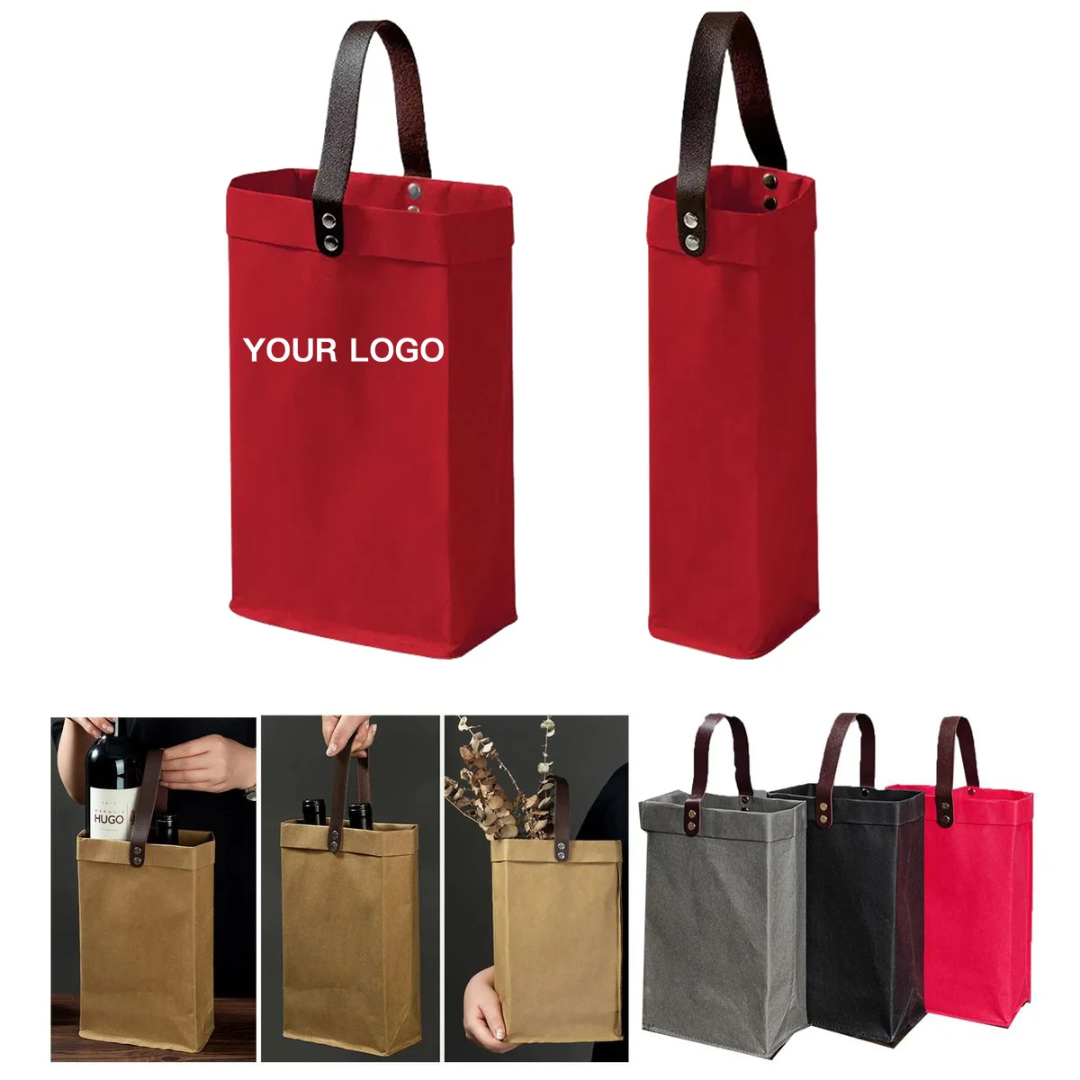 Reusable Kraft Wine Bag for Bottles or Gifts 1