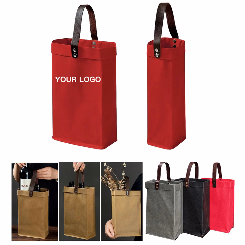 Reusable Kraft Wine Bag for Bottles or Gifts