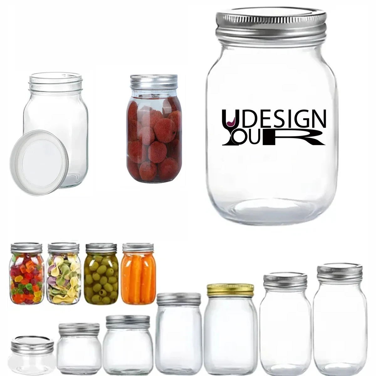 Glass Regular Mouth Clear Jars With Metal Lids For Food Stor 1