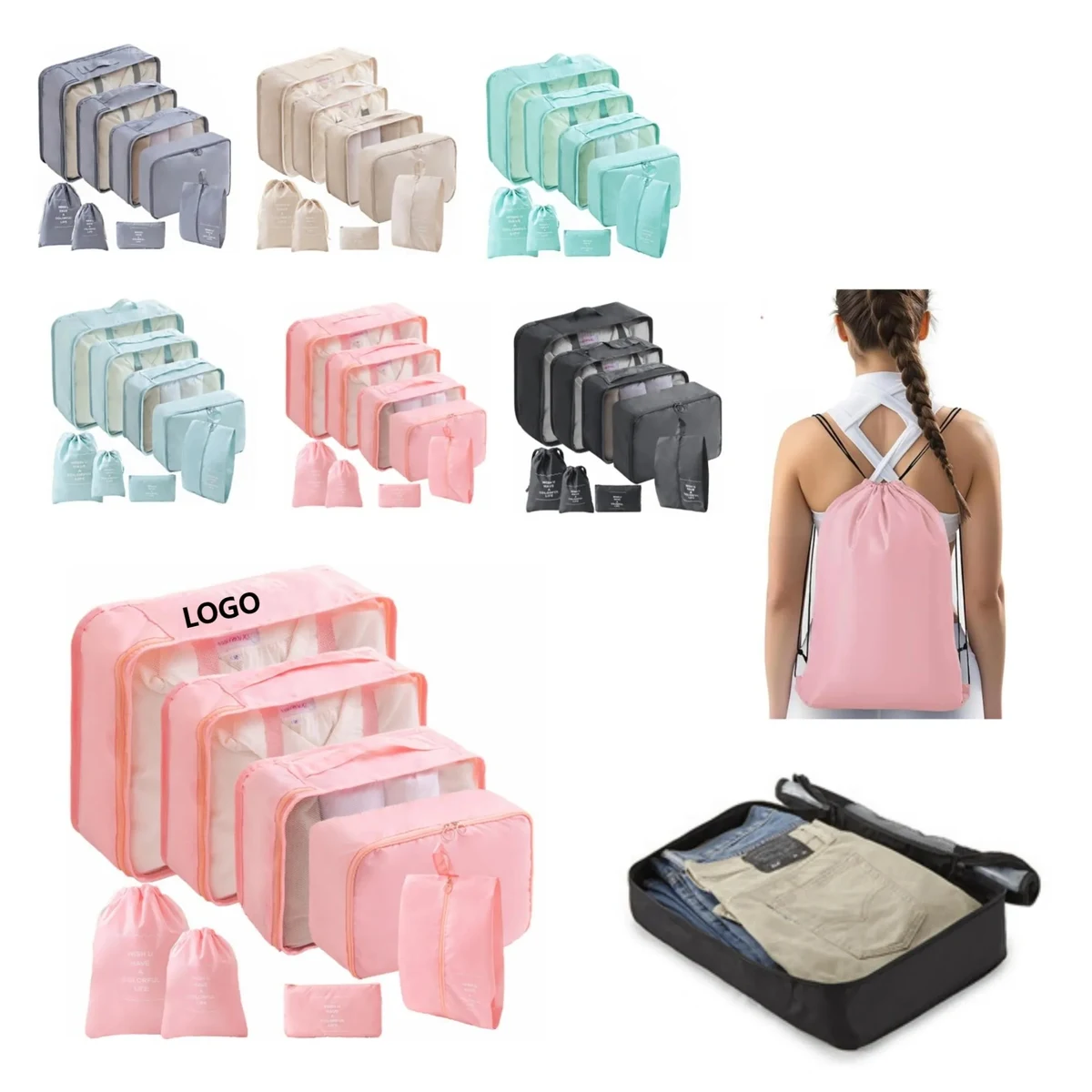 8-Piece Clothing Organizing Cubes 15.7" x 4.3" x 11.8" 1