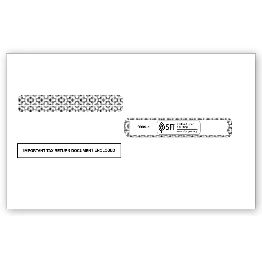 Envelopes, Double-Window, for 4-Up W-2 Forms- 25/Pk 1