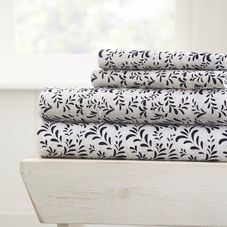 Premium Sheet Sets - Navy Vine King 4 Piece