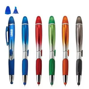 Gradual Color Barrel Pen With Highlighter And Stylus 1