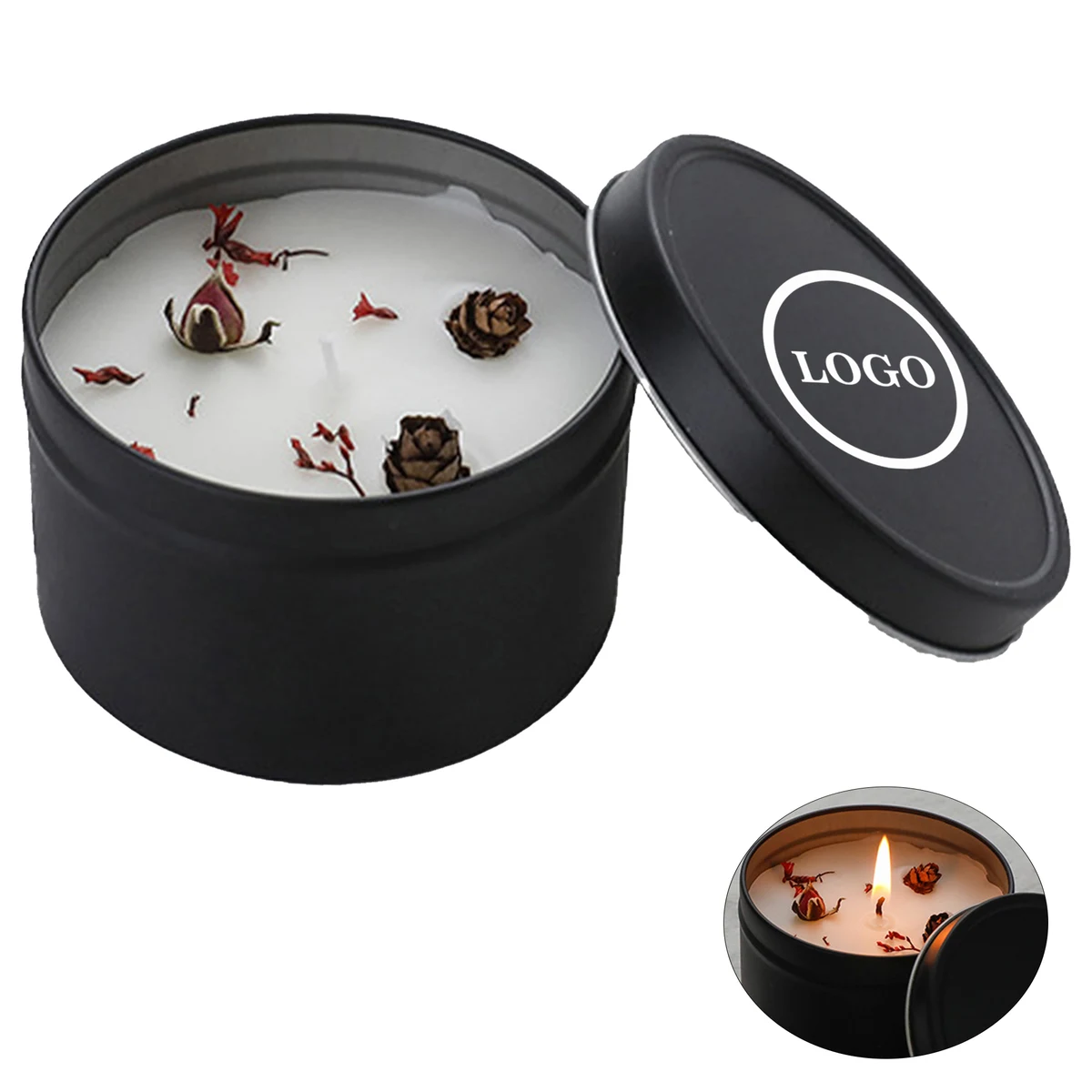 Natural Scented Candle with Decorative Flowers 1
