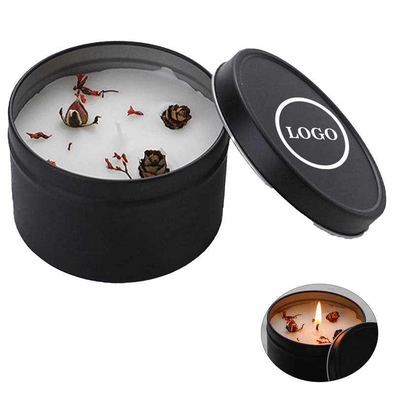 Natural Scented Candle with Decorative Flowers