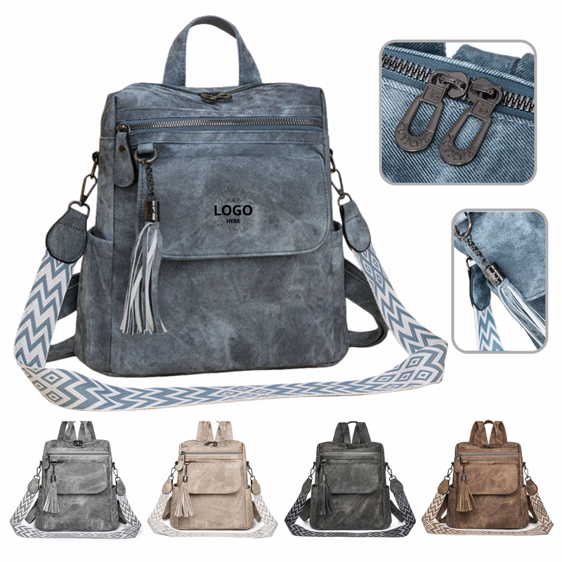 Convertible PU Leather Crossbody Backpack