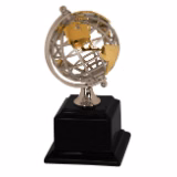 8 3/4" Gold/Silver Globe with Black Piano Finish Base