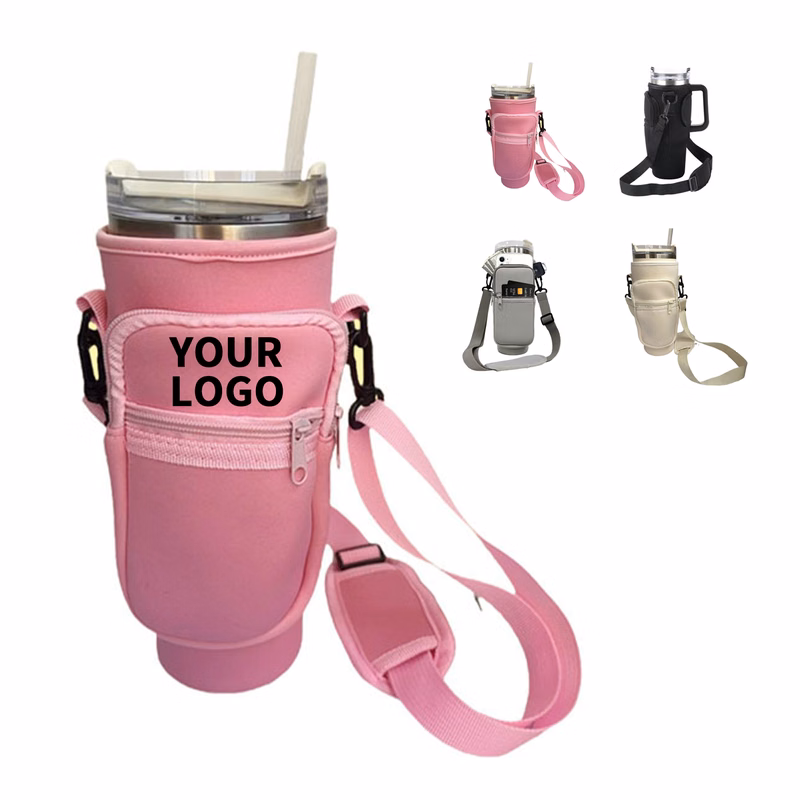 Insulated Cup Sleeve with Handle - Fits 30-40 Oz Tumblers, 9.5"x3" Soft Heat-Resistant Fabric