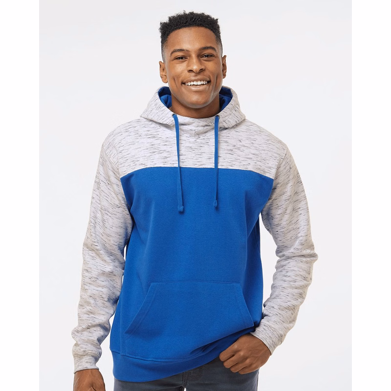 Men's Mélange Fleece Colorblocked Hooded Sweatshirt - 8676