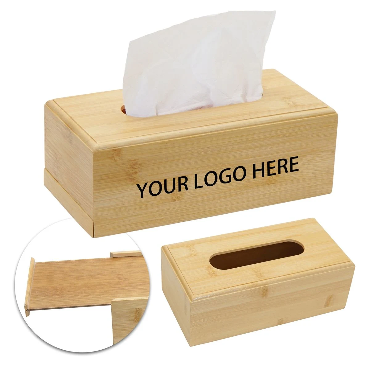 Bamboo Slide Base Tissue Storage Box 1
