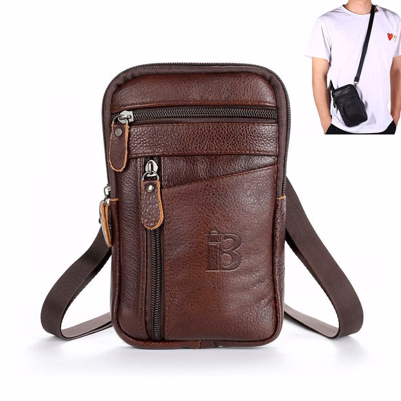 Cowhide Leather Shoulder Crossbody Bag Phone Pouch