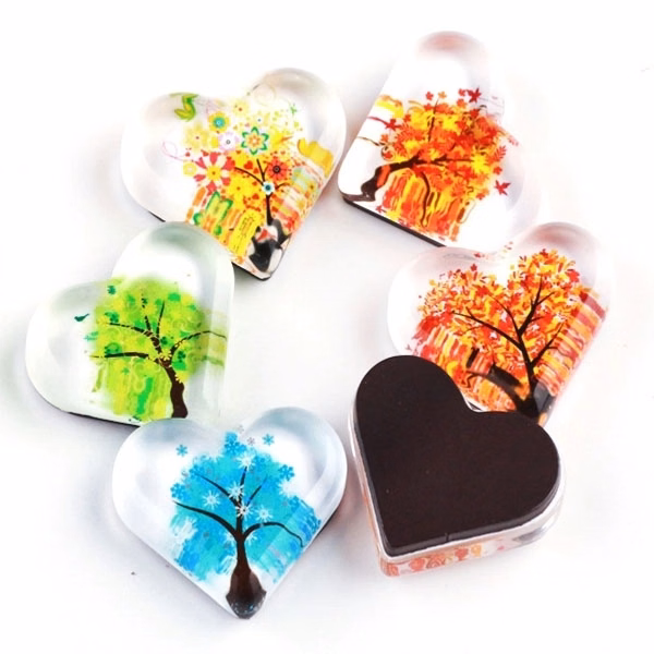 Custom Printing Heart Crystal Glass Fridge Magnets