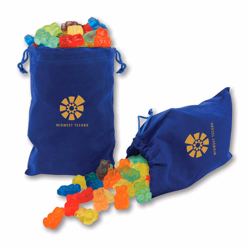 Gummi Bears in Blue Velour Gift Bag