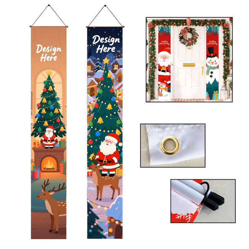 Customized Merry Christmas Banner with Grommets