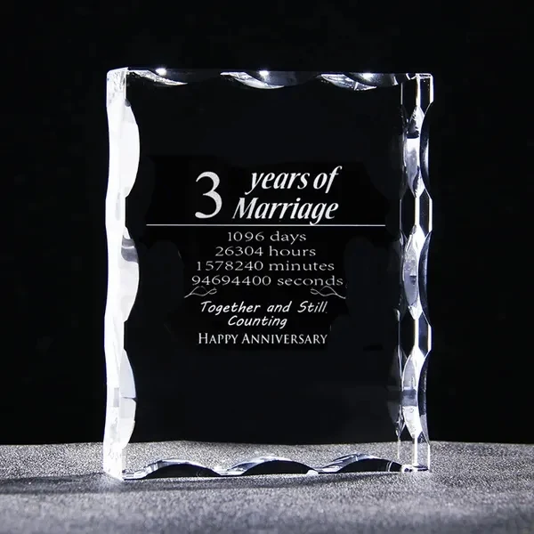 Engraved Photo Frame Crystal Block 1