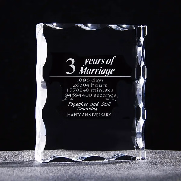 Engraved Photo Frame Crystal Block