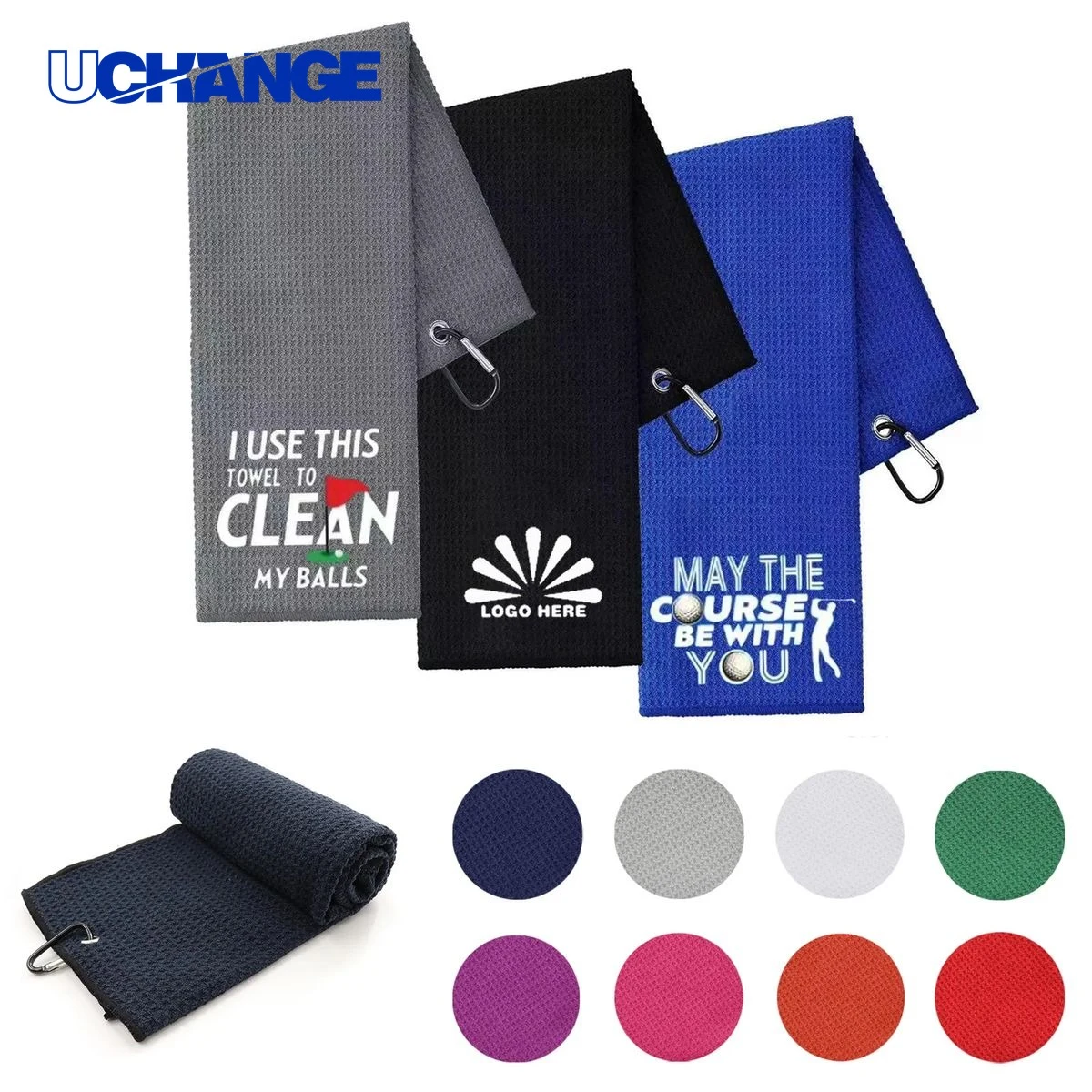 Tri-fold Golf Towel Rag with 3 Holes for Bags 1