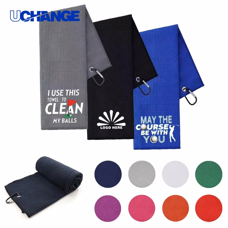 Tri-fold Golf Towel Rag with 3 Holes for Bags