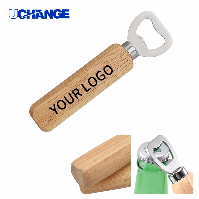 Bottle Opener Tool Wooden with Stainless Steel Insert