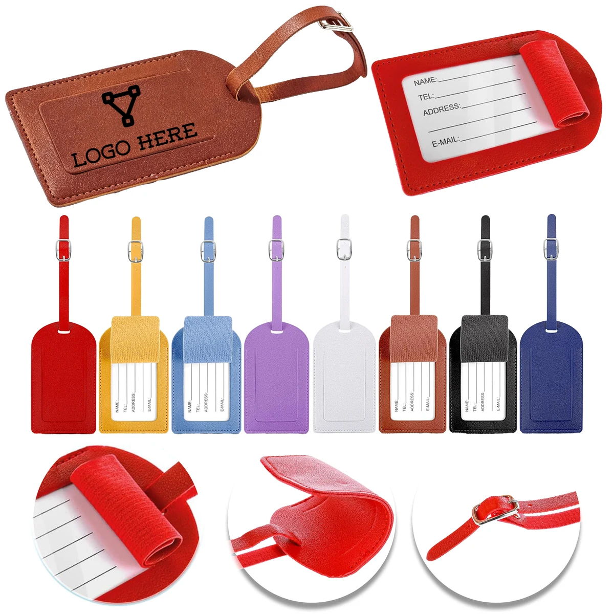 PU Leather Travel Luggage Tag with Custom Logo 1