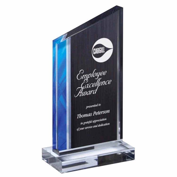 8-3/4" Deco Wedge Blue Acrylic Award