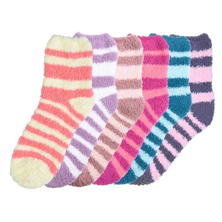 Women's Plush Socks - Small Stripes Size 9-11 3-Pack 1