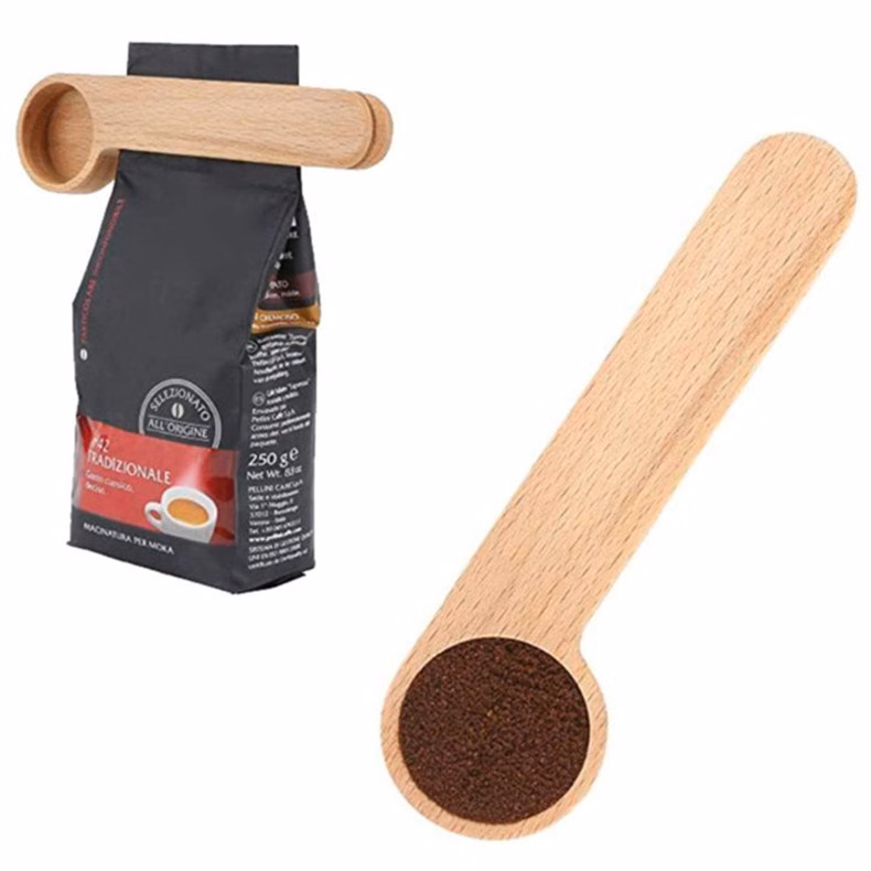 Wood Coffee Scoop with Bag Clip