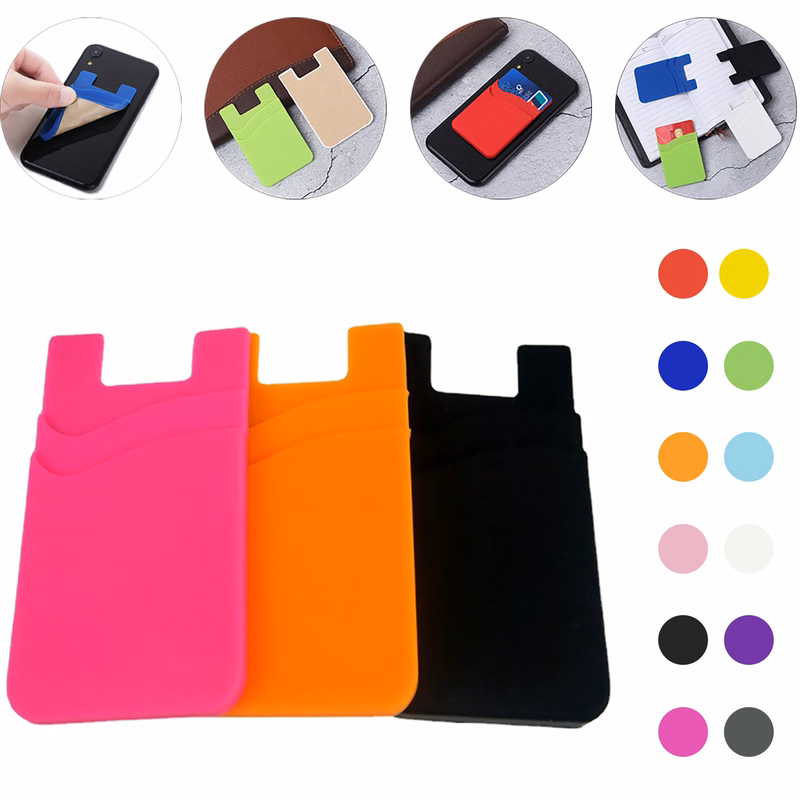 2 Layers Silicone Mobile Phone Back Card Holder